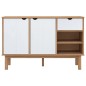 vidaXL Aparador OTTA madera maciza pino marrón y blanco 114x43x73,5 cm
