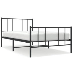 vidaXL Estructura de cama con cabecero y estribo metal negro 90x200 cm