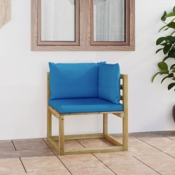 vidaXL Sofá de esquina de jardín con cojines madera impregnada verde