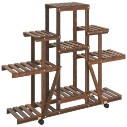 vidaXL Soporte de flores con ruedas madera maciza abeto 110x25x101 cm