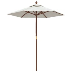 vidaXL Sombrilla de jardín con poste de madera color arena 196x231 cm