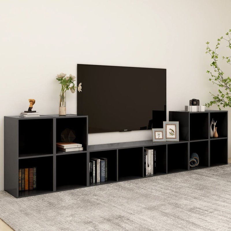 vidaXL Muebles de salón 5 piezas madera de ingeniería gris vidaXL Muebles de salón 5 piezas madera de ingeniería gris