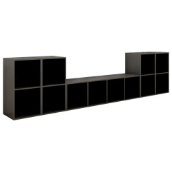 vidaXL Muebles de salón 5 piezas madera de ingeniería gris brillo