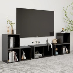 vidaXL Muebles de salón 6 piezas madera de ingeniería gris brillo