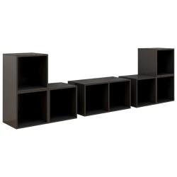 vidaXL Muebles de salón 6 piezas madera de ingeniería gris brillo