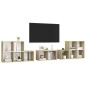 vidaXL Muebles de salón 8 pzas madera ingeniería blanco y roble Sonoma
