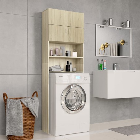 vidaXL Armario de lavadora madera color roble sonoma 64x25,5x190 cm