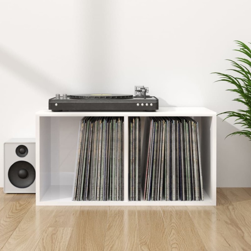 vidaXL Caja para discos vinilo madera contrachapada blanco 71x34x36cm vidaXL Caja para discos vinilo madera contrachapada blanco 71x34x36cm