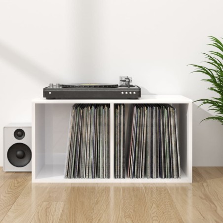 vidaXL Caja para discos vinilo madera contrachapada blanco 71x34x36cm