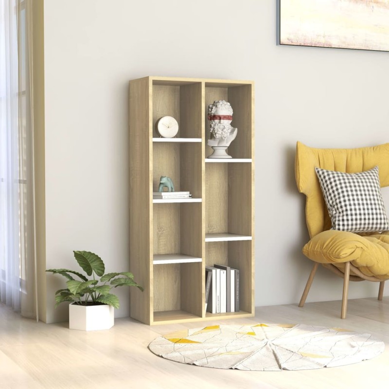vidaXL Estantería de madera contrachapada blanco y roble 50x25x106 cm vidaXL Estantería de madera contrachapada blanco y roble 50x25x106 cm