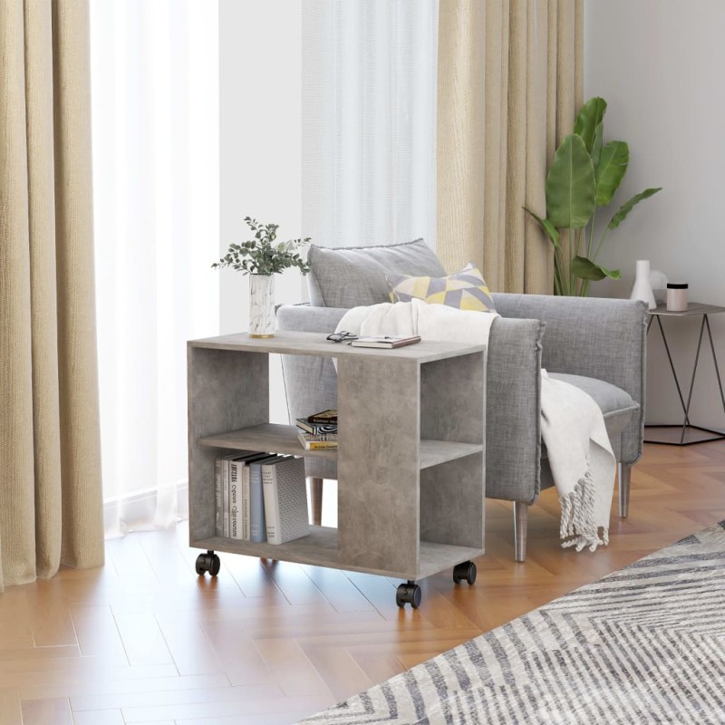 vidaXL Mesa auxiliar de madera contrachapada gris hormigón 70x35x55 cm vidaXL Mesa auxiliar de madera contrachapada gris hormigón 70x35x55 cm