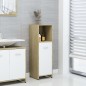 vidaXL Armario de baño madera contrachapada blanco y roble 30x30x95 cm