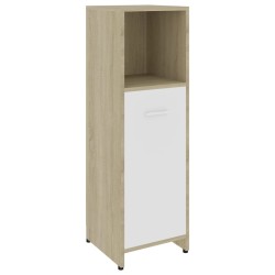 vidaXL Armario de baño madera contrachapada blanco y roble 30x30x95 cm