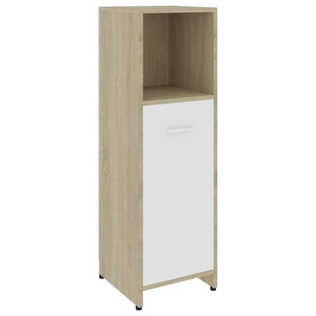 vidaXL Armario de baño madera contrachapada blanco y roble 30x30x95 cm