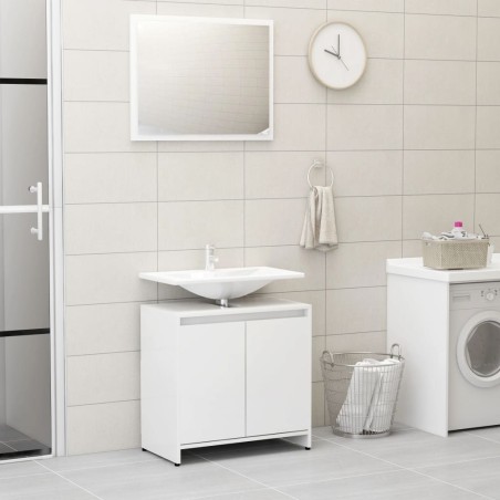vidaXL Conjunto de muebles de baño madera contrachapada blanco brillo