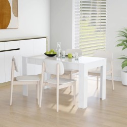 vidaXL Mesa de comedor madera ingeniería blanco brillo 140x74,5x76 cm