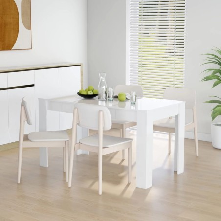 vidaXL Mesa de comedor madera ingeniería blanco brillo 140x74,5x76 cm