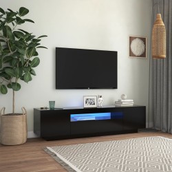 vidaXL Mueble de TV con luces LED negro 160x35x40 cm
