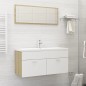 vidaXL Set de muebles de baño 2 pzas madera contrachapada blanco roble