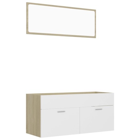 vidaXL Set de muebles de baño 2 pzas madera contrachapada blanco roble