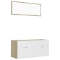 vidaXL Set de muebles de baño 2 pzas madera contrachapada blanco roble