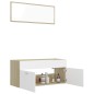 vidaXL Set de muebles de baño 2 pzas madera contrachapada blanco roble