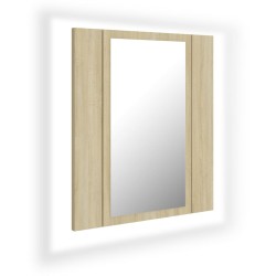 vidaXL Armario espejo de baño LED acrílico roble Sonoma 40x12x45 cm