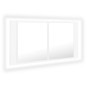 vidaXL Armario espejo de baño con luz LED acrílico blanco 90x12x45 cm