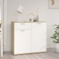 vidaXL Aparador madera contrachapada blanco y roble Sonoma 80x36x75 cm