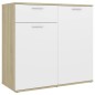 vidaXL Aparador madera contrachapada blanco y roble Sonoma 80x36x75 cm