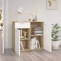vidaXL Aparador madera contrachapada blanco y roble Sonoma 80x36x75 cm