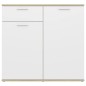 vidaXL Aparador madera contrachapada blanco y roble Sonoma 80x36x75 cm