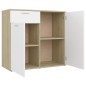 vidaXL Aparador madera contrachapada blanco y roble Sonoma 80x36x75 cm