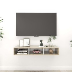 vidaXL Estantería pared madera contrachapada blanco roble 102x30x17 cm