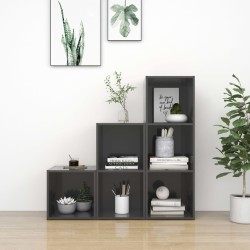 vidaXL Muebles de salón 3 piezas madera de ingeniería gris brillo