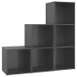 vidaXL Muebles de salón 3 piezas madera de ingeniería gris brillo
