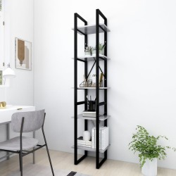vidaXL Estantería de 5 niveles madera de ingeniería gris 40x30x175 cm