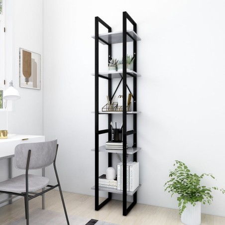 vidaXL Estantería de 5 niveles madera de ingeniería gris 40x30x175 cm
