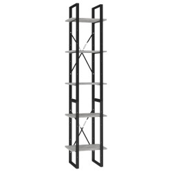 vidaXL Estantería de 5 niveles madera de ingeniería gris 40x30x175 cm