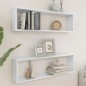 vidaXL Estante cubo pared 2uds contrachapado blanco brillo 100x15x30cm