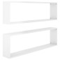 vidaXL Estante cubo pared 2uds contrachapado blanco brillo 100x15x30cm