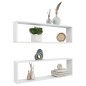 vidaXL Estante cubo pared 2uds contrachapado blanco brillo 100x15x30cm