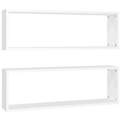 vidaXL Estantes cubo de pared 2 uds contrachapado blanco 80x15x26,5 cm