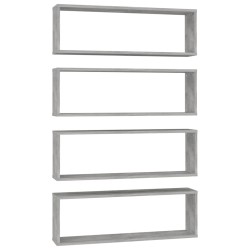 vidaXL Estante de pared 4 uds contrachapado gris hormigón 80x15x26,5cm
