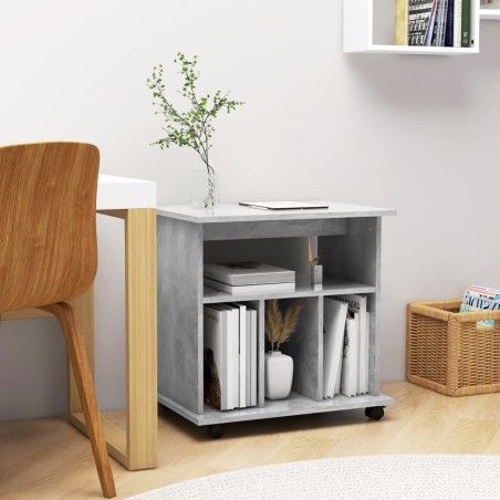 vidaXL Armario ruedas madera contrachapada gris hormigón 60x45x60 cm