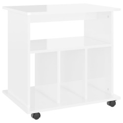 vidaXL Armario ruedas madera contrachapada blanco brillante 60x45x60cm