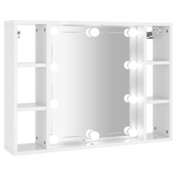 vidaXL Mueble con espejo y LED blanco brillante 76x15x55 cm