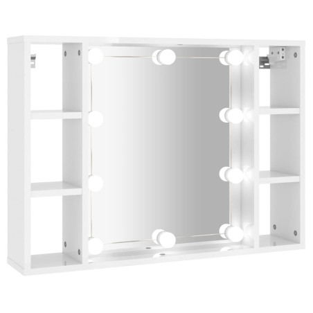 vidaXL Mueble con espejo y LED blanco brillante 76x15x55 cm