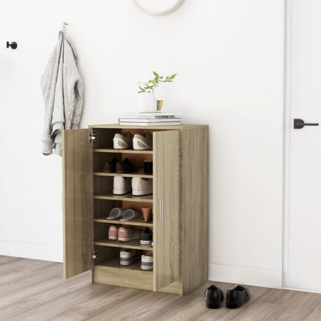 vidaXL Mueble zapatero madera contrachapada roble Sonoma 60x35x92 cm