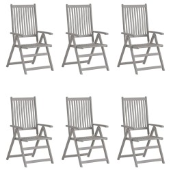 vidaXL Sillas de jardín reclinables 6 uds madera madera acacia cojines